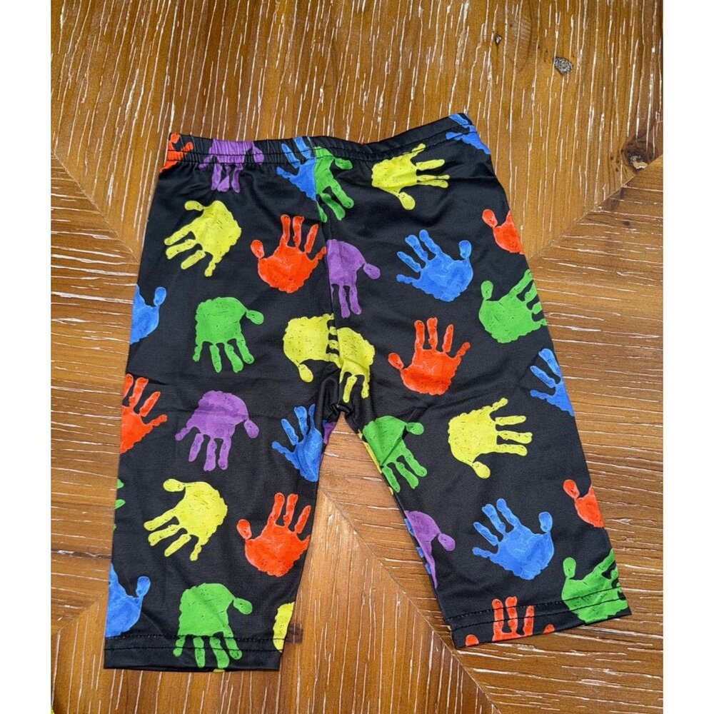 Colorful Toddler Handprint Pattern Stretch Pants 2T